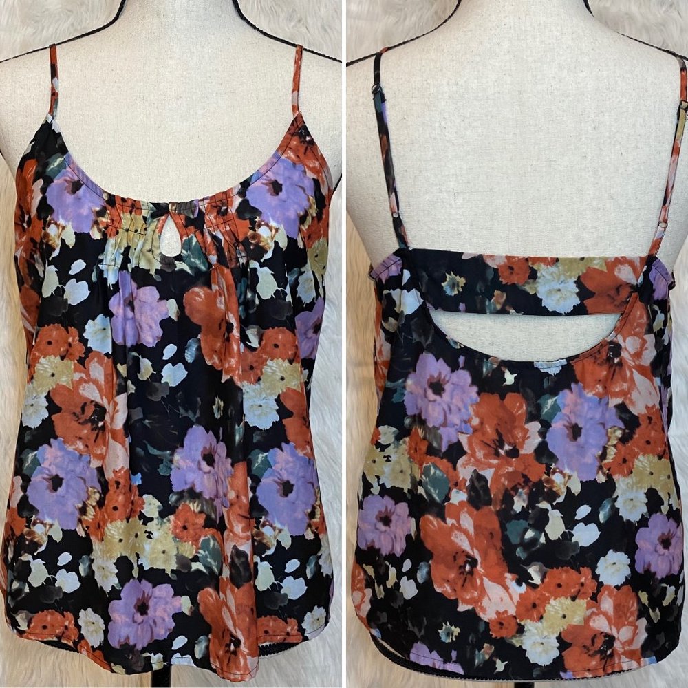 Kimchi Blue Floral Spaghetti Strap Tank Top Cut Out Back Size Medium